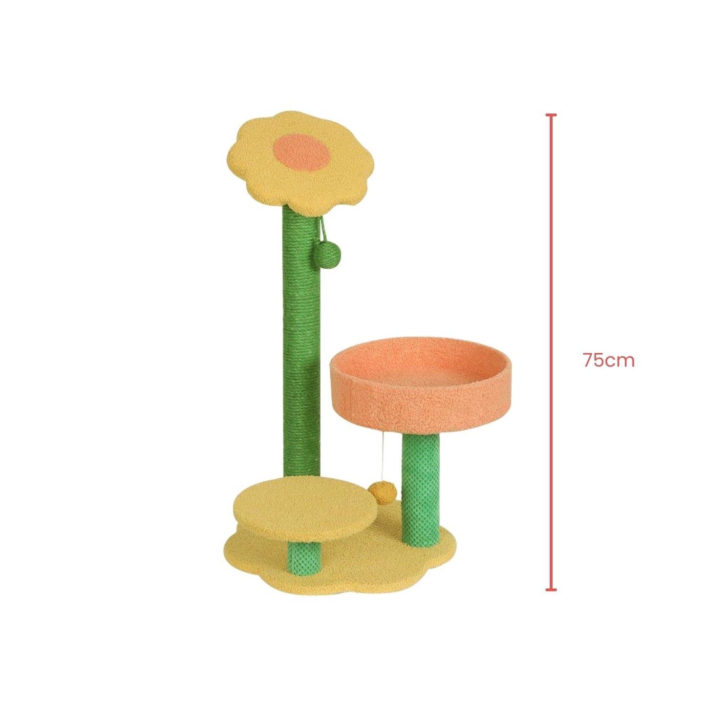 Floofi 75cm Sunflower Plush Scratching Post Cat Tree